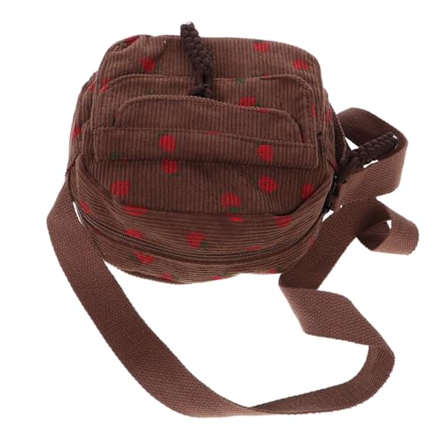 LIGIGWASH Modische Kleine Corduroy Crossbody Bag Damen Umhängetasche mit Erdbeermuster Weichem Stoff und Geräumigem Innenfach für Alltag und Freizeit von LIGIGWASH