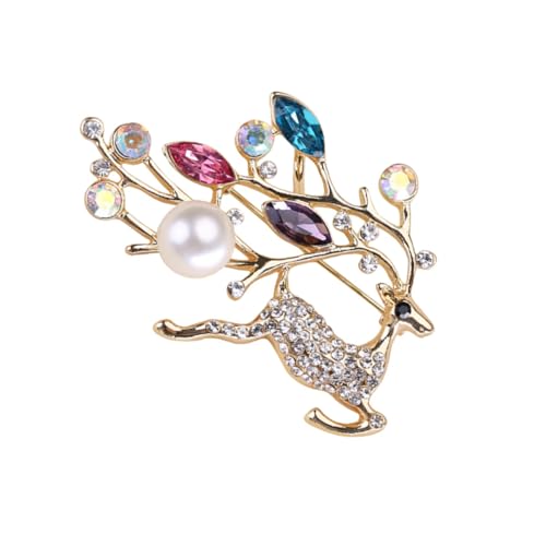 LIGIGWASH Modische Weihnachtsbrosche Reh Perle Zarte Frauen Brustnadel Elegante Anstecknadel für Damen und Mädchen Festlicher Schmuck für Hochzeit Party und Alltag in Roségold von LIGIGWASH