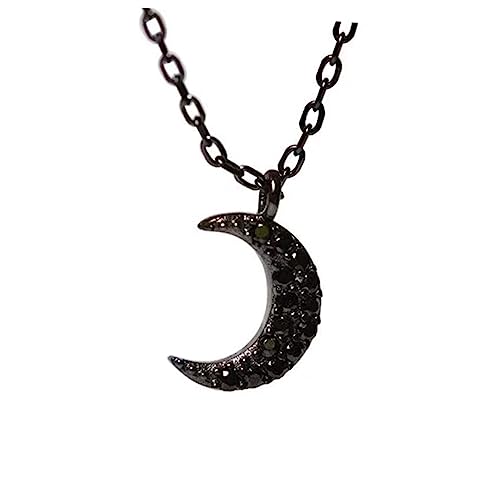 LIGIGWASH Mondanhänger Halskette mit Zirkonia Kristallen Punk Choker Clavicle Chain Dunkler Stil Damen Halskette zu Weihnachten und Valentinstag von LIGIGWASH