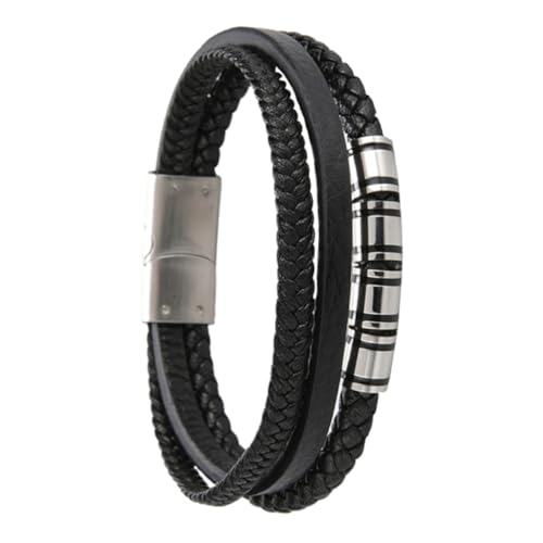 LIGIGWASH Multilayer Geflochtenes Lederarmband Herren Schwarz Armband Herrenarmband Leicht für Party Reise Strand von LIGIGWASH