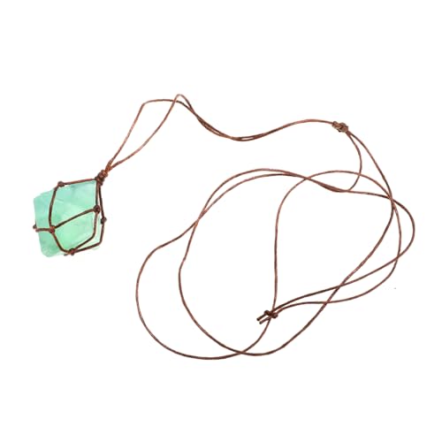 LIGIGWASH Natürliches Grünes Fluorit Edelstein Anhänger Halskette Wire Wrap Design Beruhigend und Ausgleichend Schmuck für Damen und Geschenk Ruhe und Positive Kraft von LIGIGWASH
