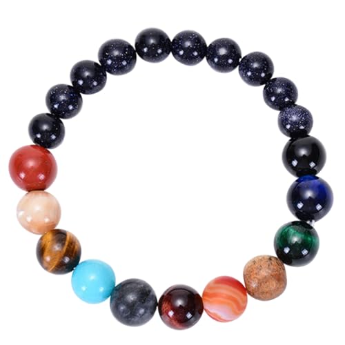 LIGIGWASH Natürliches Planet armband Herren Damen Solar System Design Blaue Edelstein Perlen Schmuck Geschenkidee für Alltag Party Feier von LIGIGWASH