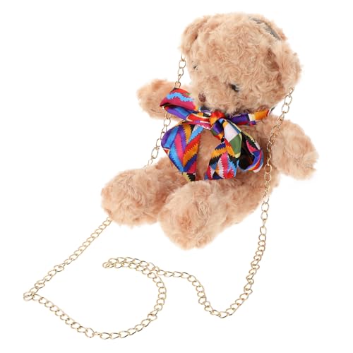 LIGIGWASH Niedliche Bär Crossbody Bag Plüsch Cartoon Umhängetasche mit Metallkette Sanft und Leicht Strapazierfähige Mädchen Schultertasche für Alltag Reisen Shopping und Freizeit von LIGIGWASH