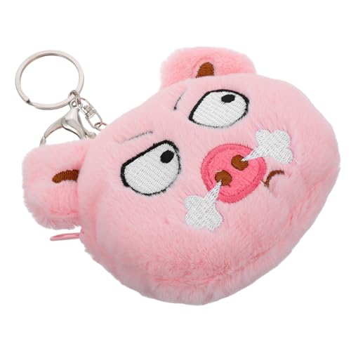 LIGIGWASH Niedliche Kleine Münzgeldbörse Schweinchen Design aus Weichem Plüsch mit Reißverschluss Pinke Portemonnaie Tasche für Praktische Aufbewahrung für Kleingeld und Lippenstifte von LIGIGWASH
