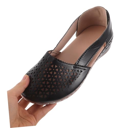 LIGIGWASH Niedrige Bequeme Slip On Für Damen Faul Trendig Lässig Geschlossene Sandalen Design Mit Keilabsatz Runde Halbschuhe Farbiger Absatz Stilvoll Schwarz von LIGIGWASH
