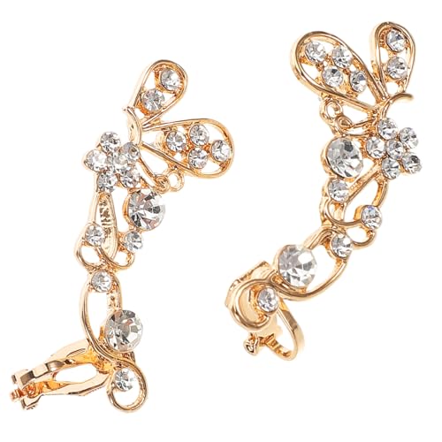 LIGIGWASH Ohrclips Damen Schmetterling Ohrstulpen mit Funkelnden Strasssteinen Einzigartiges Seitliches Hohldesign Modische Ohrdekoration Frei von Ohrlöchern Komfortabel und Stilvoll von LIGIGWASH