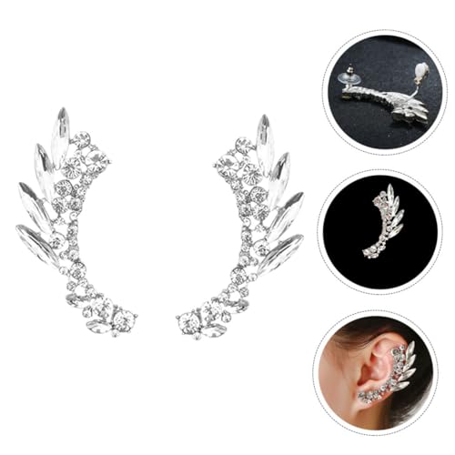 LIGIGWASH Ohrklemme Damen Ohrschmuck mit Strasssteinen Modische Langlebige Einzigartiges Zierliches Design Silberfarbene Stilvolle Ohrclips für Frauen und Mädchen von LIGIGWASH