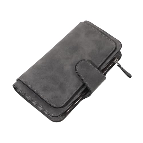 LIGIGWASH PU Damen Geldbörse mit Snap Closure Langes Drei Fach Portemonnaie mit Mehreren Kartenfächern Frosted Oberfläche Tragbar für Alltag Einkaufen Schule von LIGIGWASH