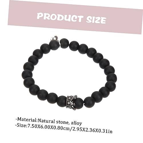 LIGIGWASH Pärchen Armband mit Magnetischen Zirkonia Perlen Schwarzem und Beads Krone Armband zum Valentinstag Langlebig und Modisch für Damen und Herren von LIGIGWASH