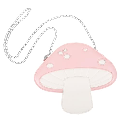 LIGIGWASH Patentleder -Pilzbeutel für Schulter geformte Geldbörse kawaii Umhängetasche Pilz-Umhängetasche süße Crossbody -Geldbörse Pilz kleine Pu Rosa von LIGIGWASH