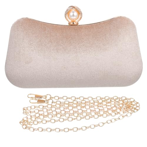 LIGIGWASH Perlenbesetzte Clutch Tasche Damen Abendtasche mit Schloss Vintage Stil Große Kapazität Handtasche für Party Bankett Hochzeit Nude von LIGIGWASH