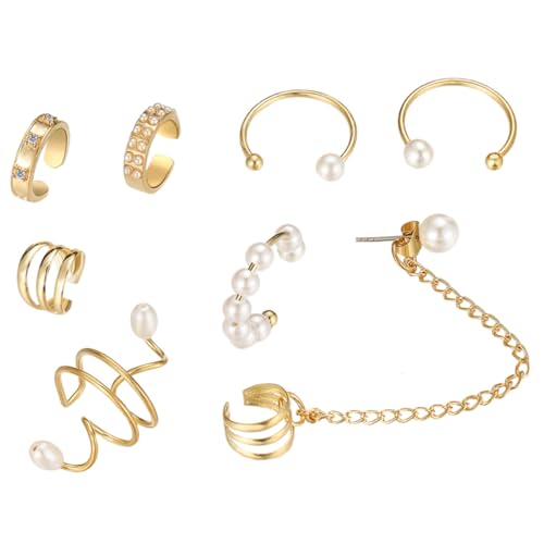 LIGIGWASH Piercings Ohr Manschette Perlenohrringe Clip Ohrclip Damen Schmuck Elegant für Hochzeit Party Alltag von LIGIGWASH