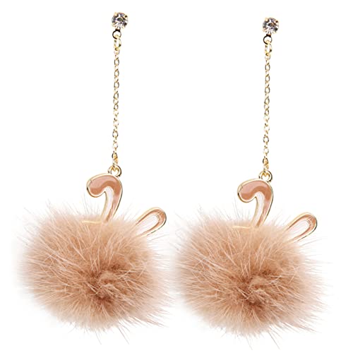 LIGIGWASH Plüsch Ball Ohrringe Kaninchen Ohrhänger Flauschige Pom Pom Tropfen Ohrringe Mädchen Schmuck für Party Alltag von LIGIGWASH