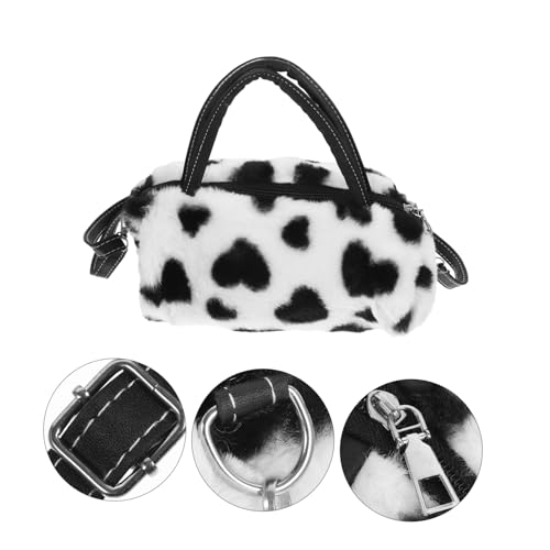 LIGIGWASH Plüsch Damen Umhängetasche mit Kuhmuster Weiche Schultertasche Modische Handtasche Geräumige Crossbody Bag für Alltag Langlebig Leicht und Angenehm zu Tragen von LIGIGWASH