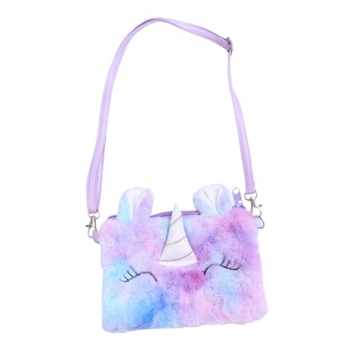 LIGIGWASH Plüsch Einhorn Umhängetasche für Weiches Kuscheltier Design Langlebiger Reißverschluss Violett als Geburtstagsgeschenk und Partyaccessoire für Mädchen von LIGIGWASH