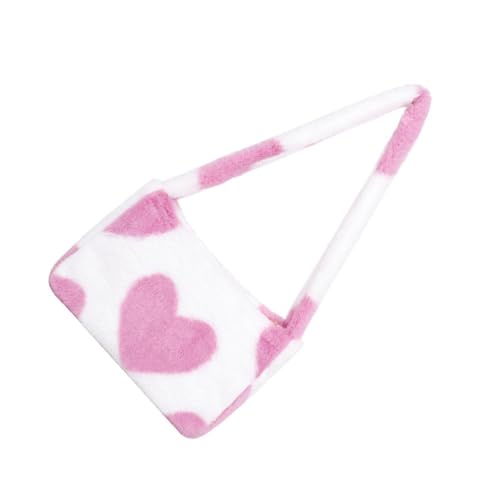 LIGIGWASH Plüsch Handtasche Damen Outdoor Storage Bag Einzelschultertasche Rosa Herzförmige Clutch Vielseitige Tragemöglichkeiten Langlebig Weiches Material Komfortabler Griff von LIGIGWASH