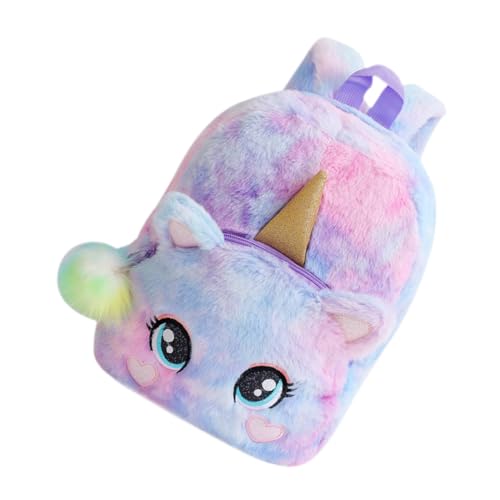 LIGIGWASH Plüsch Rucksack Einhorn Design Schulrucksack Kindergarten Rucksack Verstellbare Leichte Cartoon Schultasche für Mädchen und Jungen in Farbverlauf von LIGIGWASH