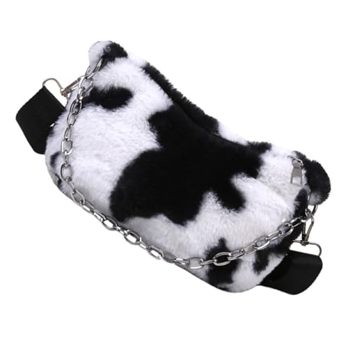 LIGIGWASH Plüsch Schultertasche Damen Kuscheliger Kuhmuster Armpit Bag Große Kapazität Handtasche Leicht Tragbar Alltag Reise Shopping von LIGIGWASH