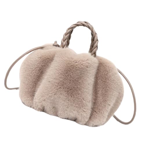 LIGIGWASH Plüschige Umhängetasche Damen Schultertasche Modisch Leicht Handtasche für Alltag und in Khaki von LIGIGWASH