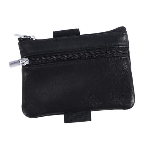 LIGIGWASH Portables Echtes Echtmaterial Handgelenktäschchen Modisch Kompakt Schlüssel Münzgeldbörse Damen Praktisch Vielseitig für Sport Freizeit und Alltag Schwarz von LIGIGWASH