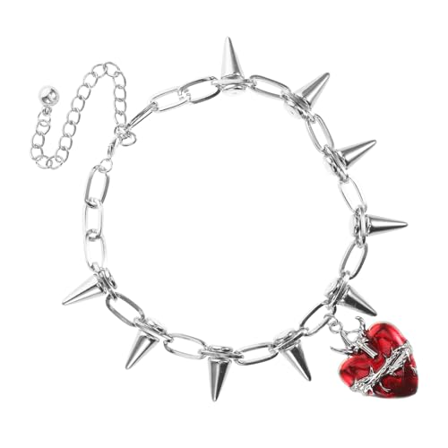LIGIGWASH Punk Halskette Damen Herren Metall Nieten Kette mit Dorn Herz Anhänger Leichtes Design für Alltag und Party Robuste Clavicle Chain als Statement Schmuck für Vielseitige Anlässe LIGIGWASH Punk Halskette Damen Herren Metall Nieten Kette mit Dorn Herz Anhänger Leichtes Design für Alltag und Party Robuste Clavicle Chain als Statement Schmuck für Vielseitige Anlässe von LIGIGWASH