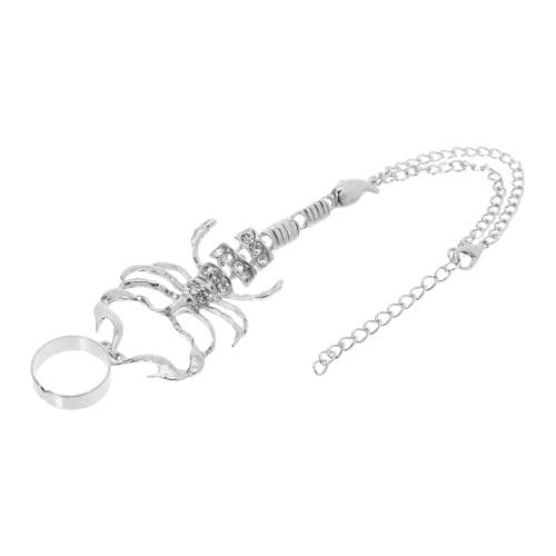 LIGIGWASH Punk Ring Armband Silberfarben Kettenring Handkettchen Unisex Party Schmuck von LIGIGWASH