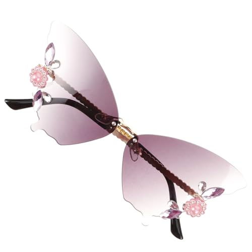 LIGIGWASH Rahmenlose Schmetterlings Sonnenbrille mit Glitzer Partybrille für Damen und Herren Leichte Uv Schutzbrille Spaßbrille für Festivals und Freizeitveranstaltungen von LIGIGWASH