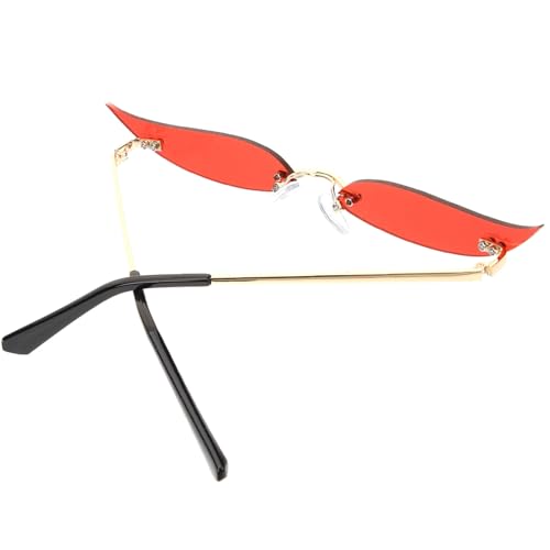 LIGIGWASH Randlose Damen Sonnenbrille Partybrille Metallrahmen Leichtes Langlebiges Design Modisches Accessoire für Tanz Themenpartys Goldrahmen Meeresrot von LIGIGWASH