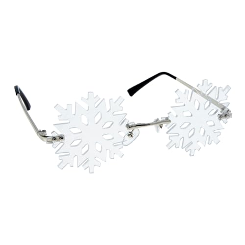 LIGIGWASH Randlose Schneeflocken Sonnenbrille Partybrille für Weihnachten Karneval und Silvester Unisex Trendiges Foto Requisit für Festliche Anlässe von LIGIGWASH