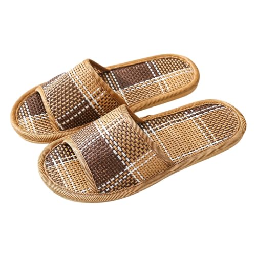 LIGIGWASH Rattan Geflochtene Hausschuhe Sommer Leicht Bequeme Slipper Für Indoor Haushalt Unisex von LIGIGWASH