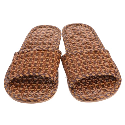 LIGIGWASH Rattan Hausschuhe Damen Herren Leicht Sommer Slipper Atmungsaktiv Bambus Sandalen Tpr Sohle Angenehm Für Zuhause und Gäste von LIGIGWASH