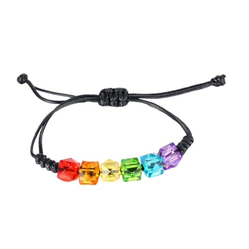 LIGIGWASH Gewebtes Armband Regenbogenfarben Perlenarmband Wachsseil Unisex Leichtgewichtig Für Langzeitgebrauch von LIGIGWASH