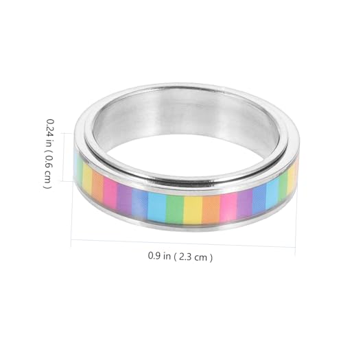 LIGIGWASH Regenbogenring Schmuck Edelstahl Silber Lgbt Pride Accessoire Lesben Gay Geschenk Modisch Vielseitig für Party Alltag von LIGIGWASH