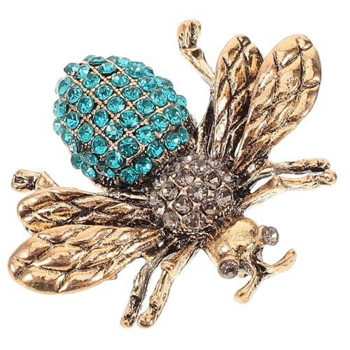 LIGIGWASH Retro Bienenbrosche Anstecknadel mit Strass Gold blauer Vintage look Stilvoller Lapel Pin für Damen Vielseitig Tragbar an Blazer Schal Cardigan für Festtage und Besondere Anlässe von LIGIGWASH