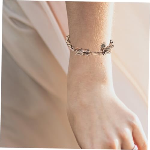 LIGIGWASH Retro Chinesisches Dragon Head Armband Herren Robustes Metallarmband mit Vintage Finish Punk Gothic Stil Modisches Chinesisches Schmuckstück für Mutige von LIGIGWASH