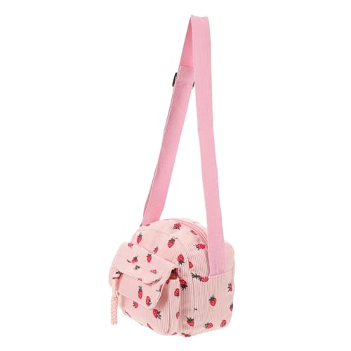 LIGIGWASH Erdbeer-einkaufstasche Für Damen Aus Cord Umhängetasche Mit Obst-motiv Leicht Und Tragbar Als Handytasche Oder Geldbörse Geeignet Retro-design Für Alltag Und Reisen von LIGIGWASH