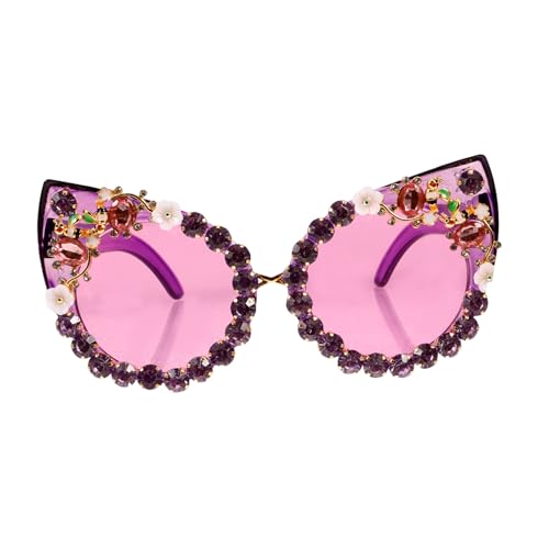 LIGIGWASH Retro Katzenauge Sonnenbrille Damen Glitzernd Große Rahmen Uv Schutz Partybrille Stilvoll Leicht und Komfortabel Für Mädchen und Festliche Anlässe von LIGIGWASH