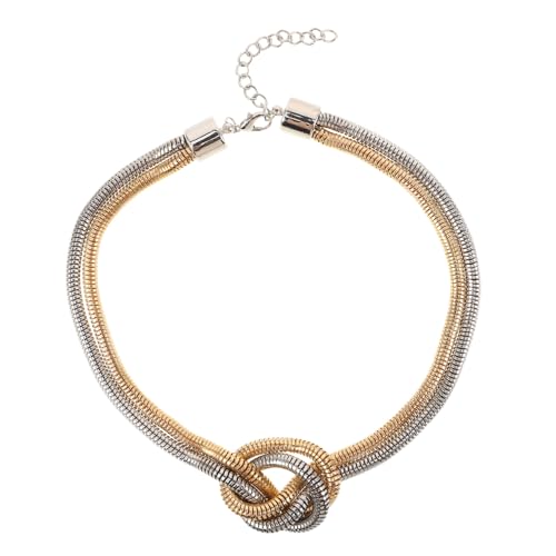 LIGIGWASH Retro Knoten Clavicle Chain Halskette mit Farbigen Metall Akzenten Stilvolle Choker für Damen Vielseitige Modekette für Alltag Büro und Festliche Anlässe von LIGIGWASH