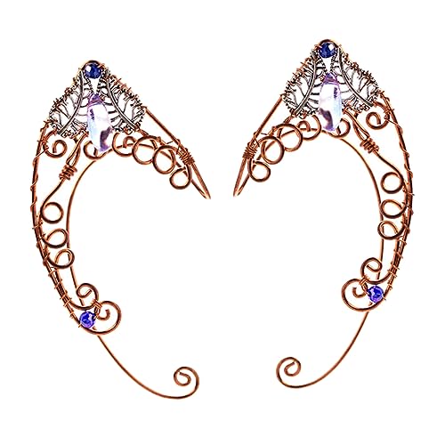 LIGIGWASH Retro Ohrclips Damen Ohrschmuck Elfen Ohrklammern Handgefertigt Flügel Design für Geburtstag Hochzeit Party von LIGIGWASH