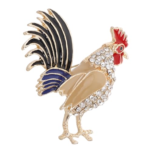 LIGIGWASH Rhinestone Brosche Pin Hahndesign Goldfarbene Anstecknadel Damen Schmuck für Hochzeit Geburtstag und Formelle Anlässe Modische Tierbrosche von LIGIGWASH