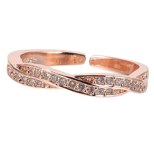 LIGIGWASH Verstellbarer Zirkonia Ring Für Damen Eleganter Roségoldfarbener Schmuck Mit Funkelndem Schmuckstein Minimalistisches Design Für Jeden Anlass von LIGIGWASH