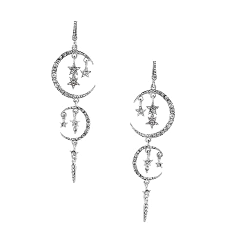LIGIGWASH Romantische Lange Ohrringe für Damen Funkelnde Stern und Mond Designs mit Zirkonia Tropfen Ohrringe Verarbeitet Angenehm zu Tragen für Alltag und Besondere Anlässe von LIGIGWASH