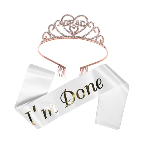 LIGIGWASH Roségold Abschlusskrone und Schärpe Set für Mädchen Hochwertige Tiara mit Funkelnden Strasssteinen Bequeme Satin Schärpe für Abschlussfeier und Party Festlicher Schmuck für LIGIGWASH Roségold Abschlusskrone und Schärpe Set für Mädchen Hochwertige Tiara mit Funkelnden Strasssteinen Bequeme Satin Schärpe für Abschlussfeier und Party Festlicher Schmuck für von LIGIGWASH