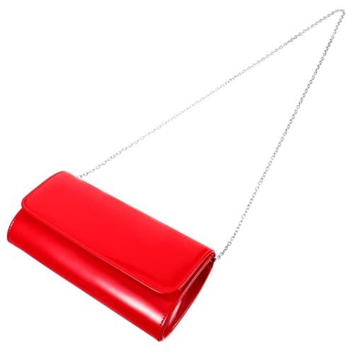 LIGIGWASH Rote PU Clutch Handtasche Damen Elegant Abendtasche mit Knopfverschluss für Hochzeit Bankett Party und Tanzveranstaltungen von LIGIGWASH