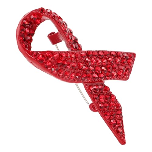 LIGIGWASH Rote Schleifen Brosche aus Legierung mit Strass Brustkrebs und Welt Aids Tag Awareness Anstecknadel Eleganter Schmuck für Kleidung Sicheres Tragen Symbol für und von LIGIGWASH
