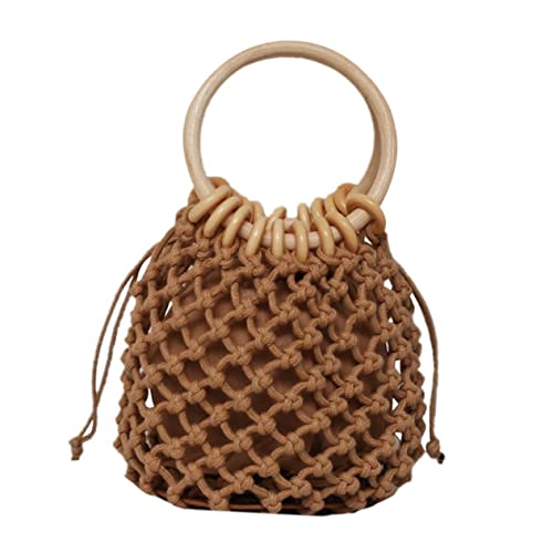 LIGIGWASH Runde Strandtasche Holzgriff Stilvolle Handtasche für Reisen Shopping und Freizeitaktivitäten für Frauen Geeignet LIGIGWASH Runde Strandtasche Holzgriff Stilvolle Handtasche für Reisen Shopping und Freizeitaktivitäten für Frauen Geeignet von LIGIGWASH