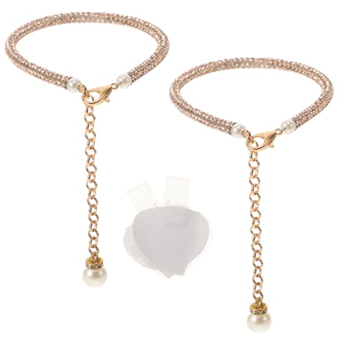 LIGIGWASH Rutsch Fußkettchen mit Perlen Metallkette und Quasten Eleganter High Heel Schuhriemen Strapazierfähiger Damenschmuck Einfache Installation Geeignet für Pumps und Riemchen Schuhe von LIGIGWASH