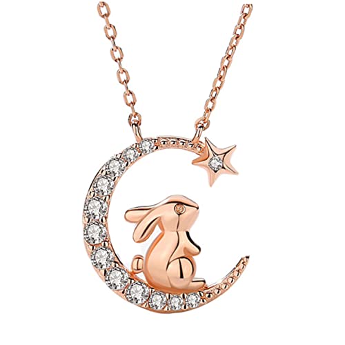 LIGIGWASH S925 Silber Hasen Halskette mit Strass für Damen Mond und Stern Anhänger Choker Halskette für Besondere Anlässe LIGIGWASH S925 Silber Hasen Halskette mit Strass für Damen Mond und Stern Anhänger Choker Halskette für Besondere Anlässe von LIGIGWASH