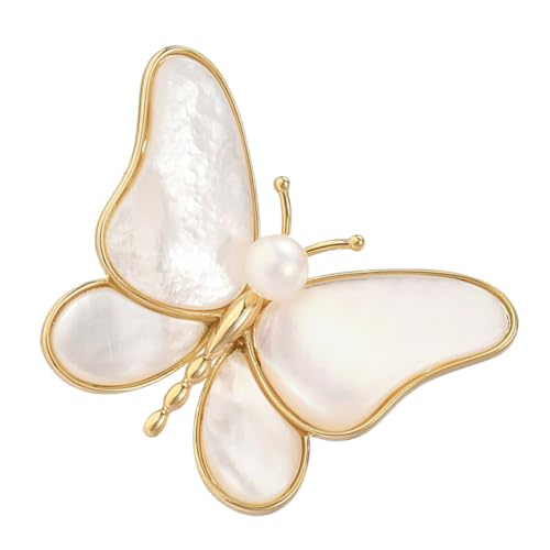 LIGIGWASH Schmetterling Muschel Brosche Perlen Anstecknadel Damen Modeaccessoire für Kleidung Hüte und Outfits Hochwertige Verarbeitung Stilvolle Veredelung Vielseitig Tragbar von LIGIGWASH