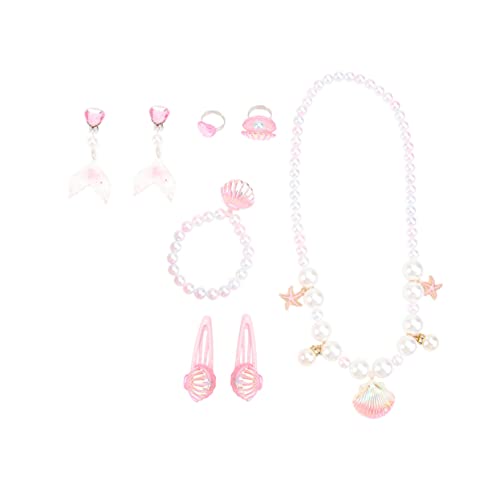 LIGIGWASH Schmuckset Teilig mit Perlen Halskette Armband Ringe Ohrringe und Haarspange Handgefertigt Bunte Farben Accessoire für Mädchen und Besondere Anlässe von LIGIGWASH